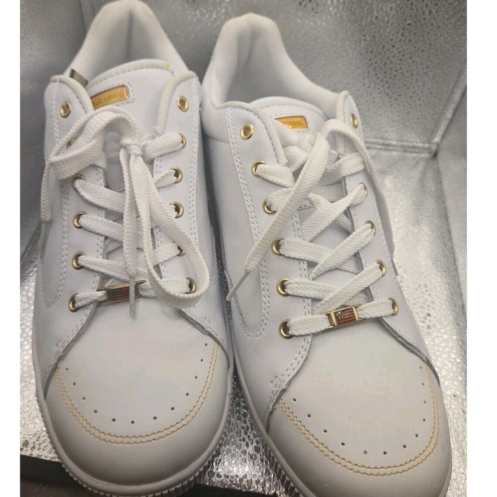 U.S. Polo Assn. Fashion Sneakers Men 12 White Leather Gold Hardware Low Top